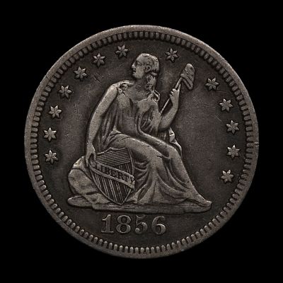 1856 Seated Liberty Silver Quarter VF+/XF. (EDFQ)