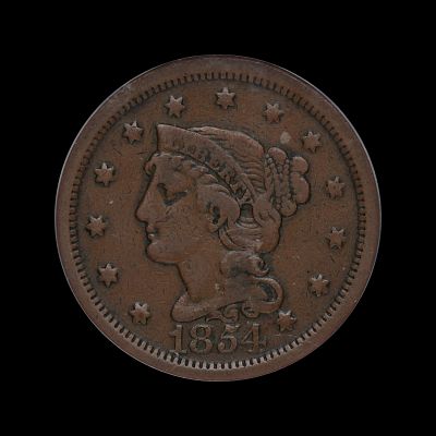 1854 Large Cent ICG F-15. (TTEA)
