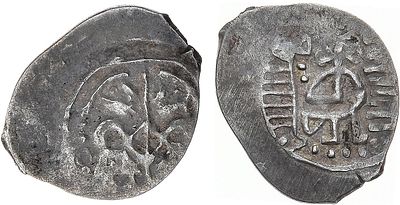 Серпуховское княжество. Князь Семён Владимирович. Денга 1412-1422 гг. Серебро. 0,54г. Аверс: 