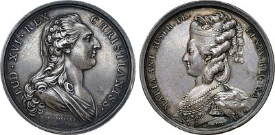 Королевство Франция. Король Людовик XVI. Медаль 1781 года. В честь Людовика XVI и Марии-Антуанетты.