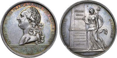 Королевство Франция. Король Людовик XVI. Медаль 1789 года. Учредительное собрание в Париже. Сере 