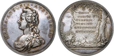 Первая Французская Республика. Медаль 1793 года. Казнь Марии-Антуанетты. Серебро. 26,25г. 