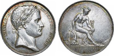 Первая Французская империя. Император Наполеон Бонапарт. Медаль 1806 года. Руанская ратуша. Сере 