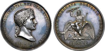 Первая Французская империя. Император Наполеон Бонапарт. Медаль 1806 года. Битва при Йене. Сереб 