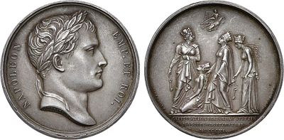 Первая Французская империя. Император Наполеон Бонапарт. Медаль 1806 года. Капитуляция прусских 