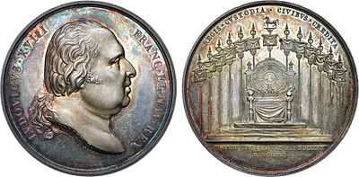 Королевство Франция. Король Людовик XVIII. Медаль 1815 года. В память годовщины первой 