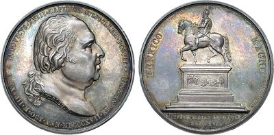 Королевство Франция. Король Людовик XVIII. Медаль 1817 года. Восстановление статуи Генриха IV. С 