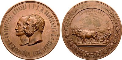 Медаль 1878 года. В память 50-летия Императорского Общества сельского хозяйства Южной России. Бр 
