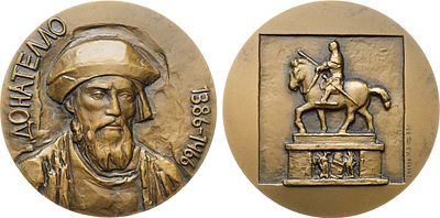 Медаль 1988 года. 600 лет со дня рождения Донателло. Томпак. 126г. Диаметр 60 мм. Ленинградский 