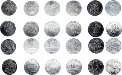 Сборный лот из 12 монет России по 25 рублей 2017-2023 гг. Серия "Мультфильмы". Никелированная 