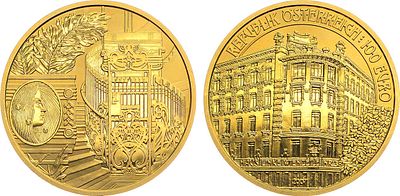 Австрия. 100 евро 2007 года. Венский модерн - Wienzeile 38. Золото 986 пробы. 16,29г. Вена. 