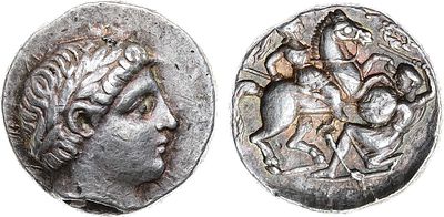 Понтийское царство. Пеония. От имени царя Патраса. Тетрадрахма 335-315 гг до н.э. Серебро. 12 