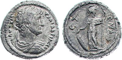 Египет. Александрия. Император Адриан. Тетрадрахма 124-125 гг. Серебро. 12,53г. Аверс: 