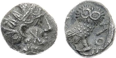 Аравия Плодородная. Сабейское царство. 1/4 драхмы 350-250 гг. до н.э. Серебро. 1,25г. Аверс: 