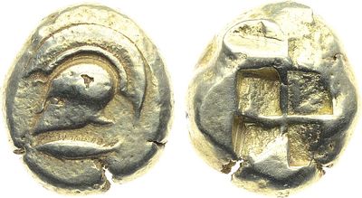 Древняя Греция. Мизия. г. Кизик. Статер 550-450 гг. до н.э. Электр. 16,07г. Кизик. Аверс: 