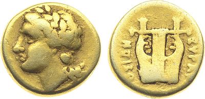 Древняя Греция. Сицилия. Тиран Агафокл. 1/4 статера 310-305/300 гг. до н.э. Электр. 1,8г. 