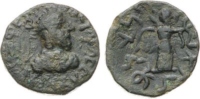 Индо-Парфянское царство. Арахозия. Царь Гондофар. AE 24 20-60 гг. Медь. 8,99г. Аверс: 