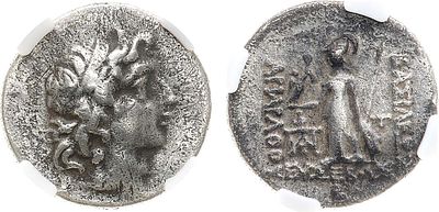 Каппадокия. Царь Ариарат V. Драхма 163-162 гг. до н.э. В слабе ННР F. Серебро. Аверс: голова 