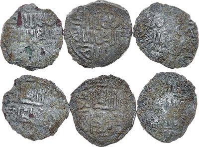 Лот из 3 монет. Поокское подражание 1390-1400 гг. Подделки в ущерб обращению. Медь, серебрение. 
