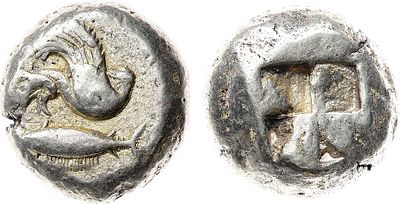 Древняя Греция. Мизия. Кизик. Статер 550-450 гг. до н.э. Электр. 16,03г. Кизик. Аверс: протома 