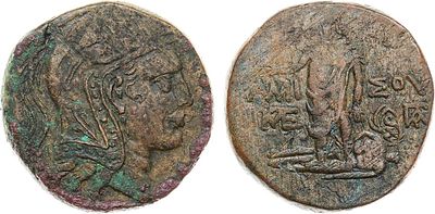 Древняя Греция. г. Амис. Царь Митридат IV. AE 28 120-63 гг. до н.э. Бронза. 19,96г. Аверс: 
