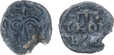 Псковская республика. Четверетца 1420-1510 гг. Серебро. 0,15г. Аверс: русская строчная легенда 