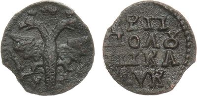 Полушка 1720 года. НД. Славянский год. Медь. 0,89г. Набережный монетный двор. Уздеников 2420. 