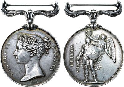 Медаль 1856 года. За Крымскую войну 1854-1856 гг. Серебро. 35,96г. Диаметр 36 мм. Лондонский 