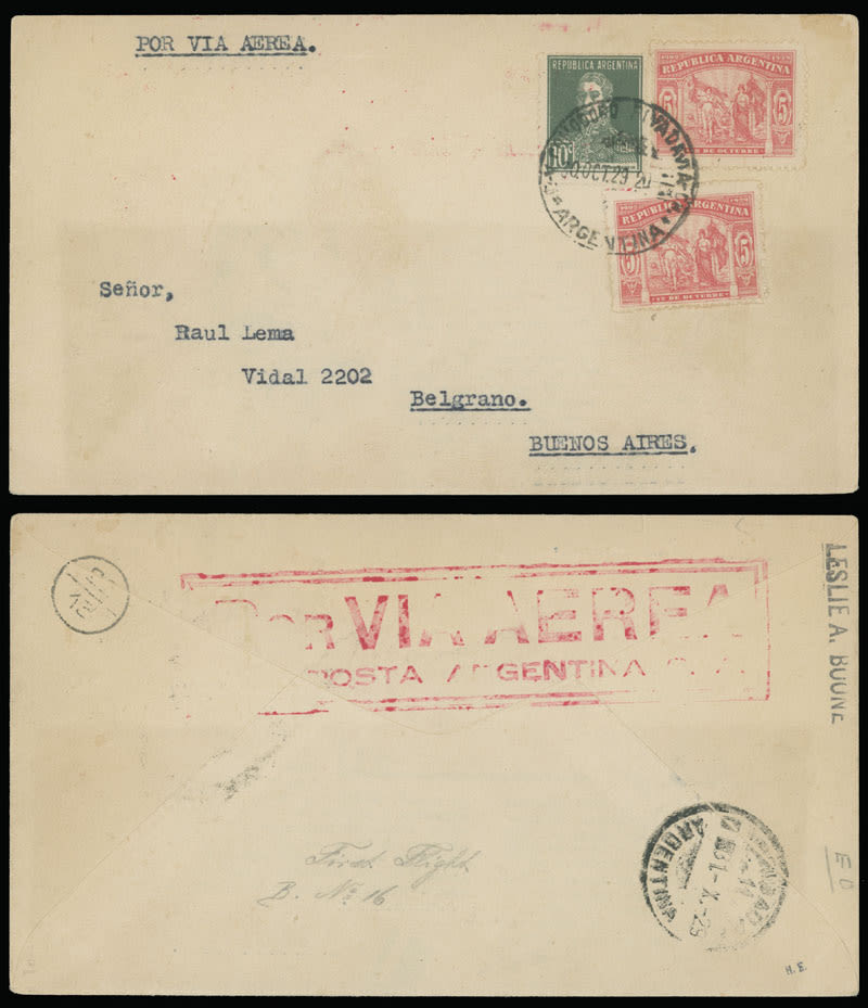 Lot 1295: First and Pioneer Flights - Argentina