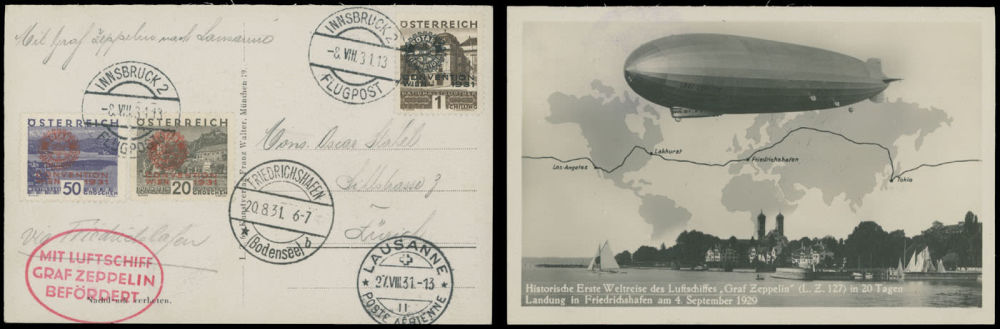 Lot 202: Worldwide Zeppelin Flights  - Austria