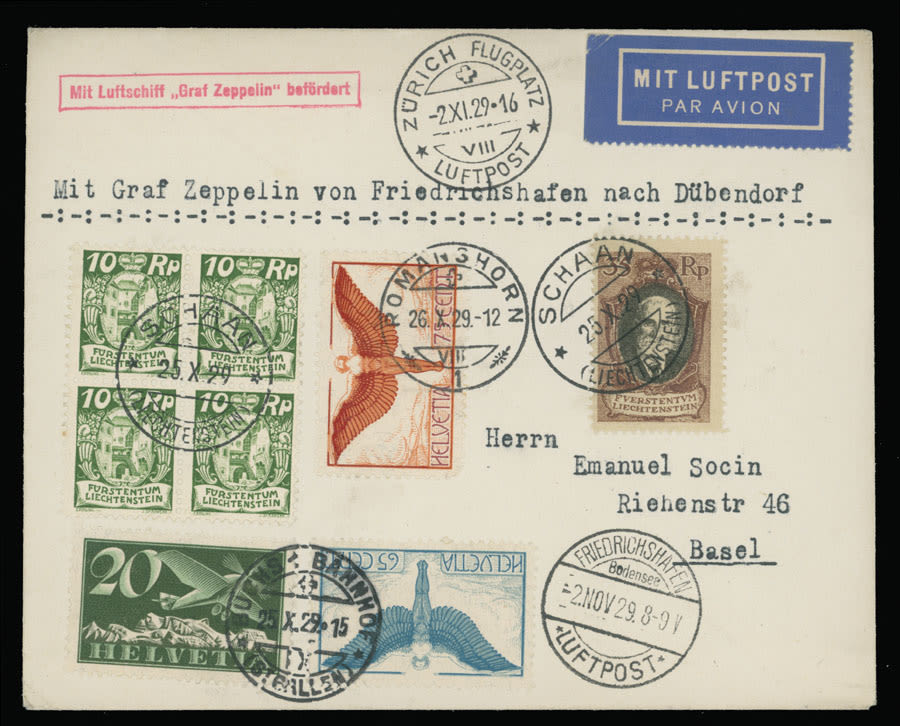 Lot 269: Worldwide Zeppelin Flights  - Liechtenstein