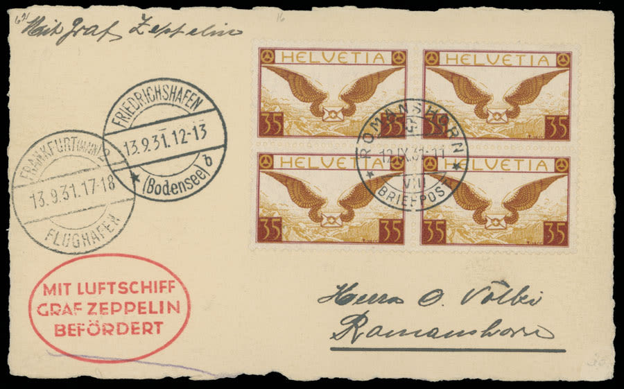 Lot 291: Worldwide Zeppelin Flights  - Switzerland