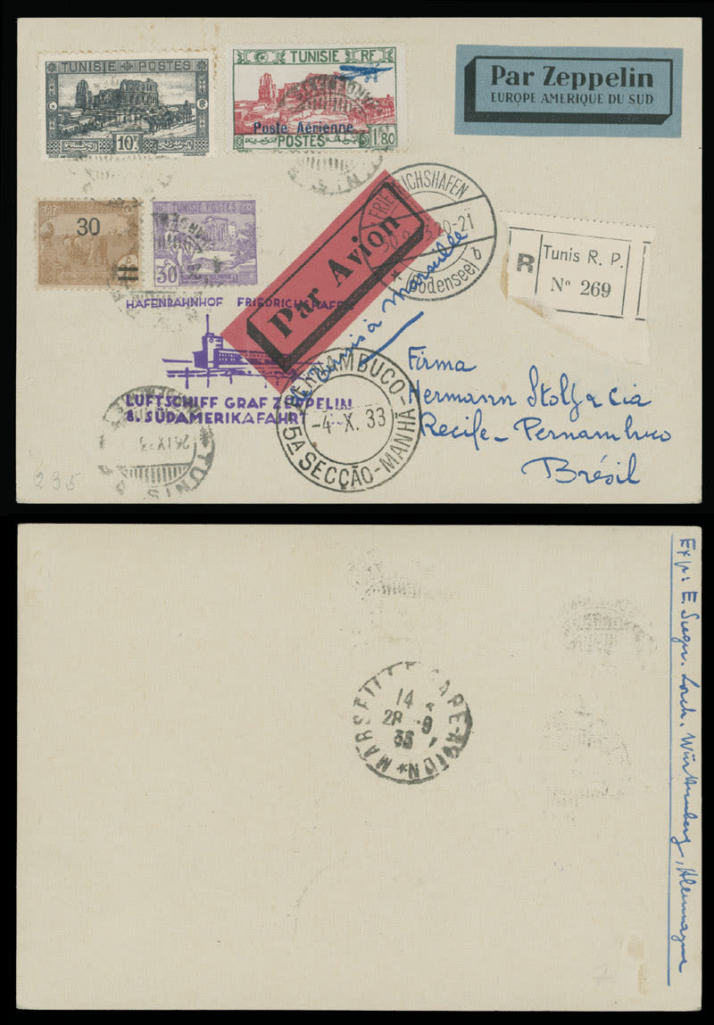 Lot 300: Worldwide Zeppelin Flights  - Tunisia