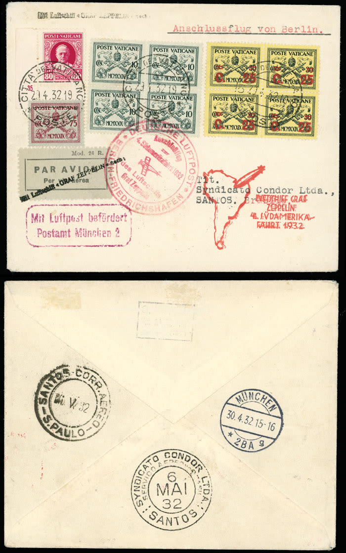 Lot 302: Worldwide Zeppelin Flights  - Vatican City