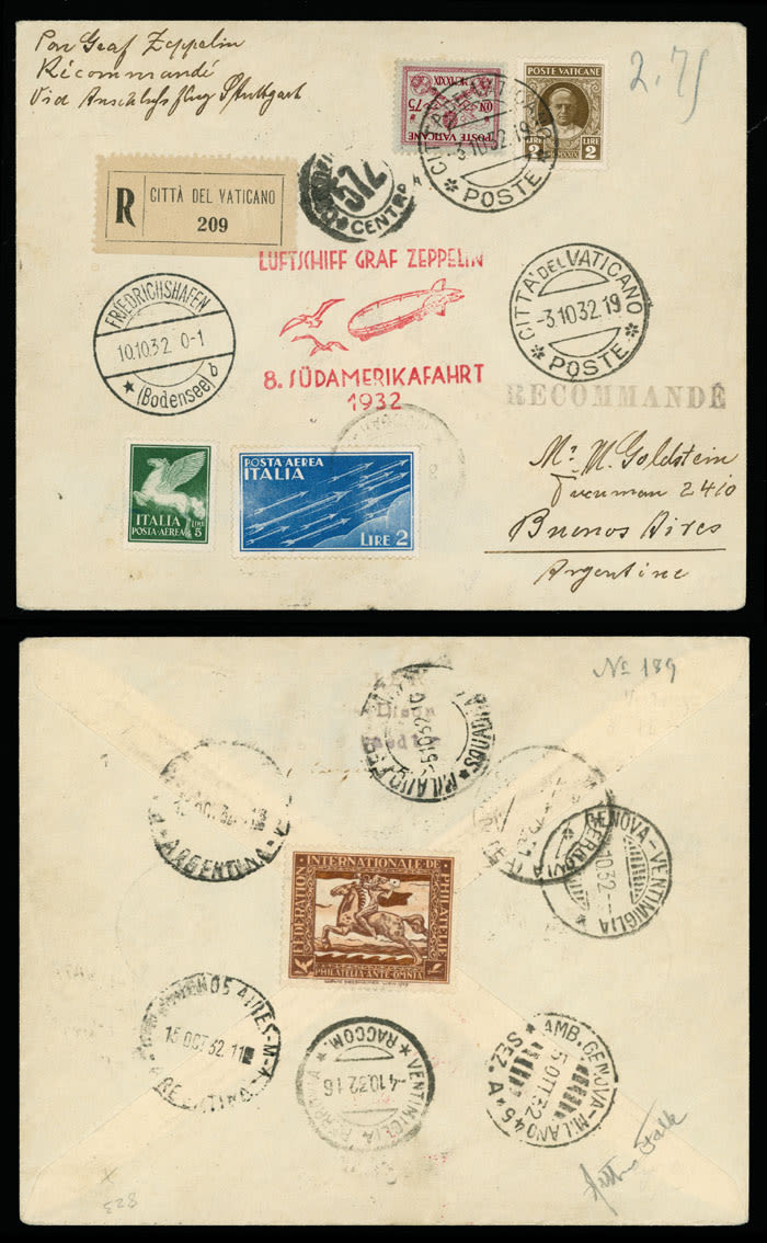 Lot 304: Worldwide Zeppelin Flights  - Vatican City