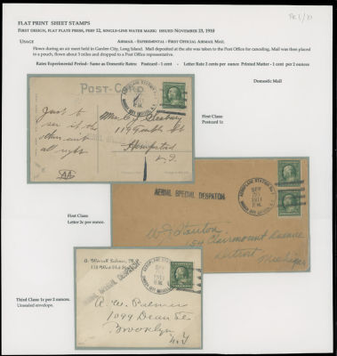 Worldwide Air Post Stamps and Postal History - United States. PIONEER FLIGHT - POSTAL RATES 