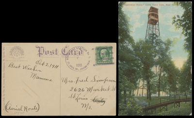 Worldwide Air Post Stamps and Postal History - United States. 1911 (October 4), First Flight 