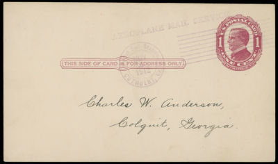 Worldwide Air Post Stamps and Postal History - United States. 1912 (November 2), stationery 