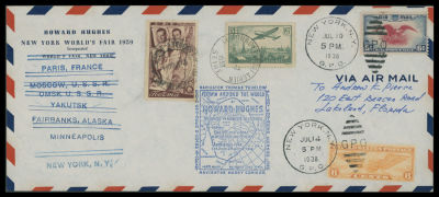 Worldwide Air Post Stamps and Postal History - United States. 1938 (July 10-14), Howard Hughes 