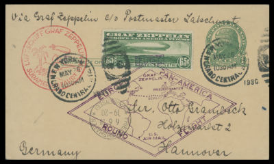 Worldwide Air Post Stamps and Postal History - United States. ZEPPELIN FLIGHTS: 1930 (May 
