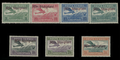 Worldwide Air Post Stamps and Postal History - Albania. 1929, red brown overprint on Airplane 