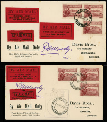 Worldwide Air Post Stamps and Postal History - Australia. 1929 (April 17-22), Direct and Return 