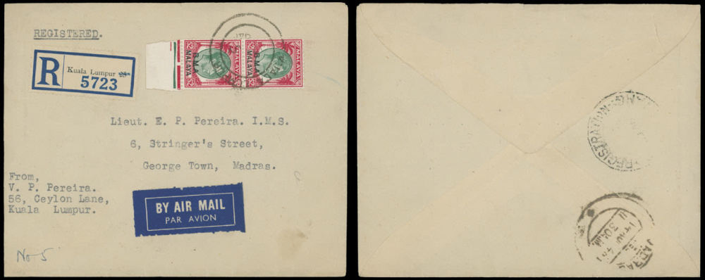 Lot 154: Worldwide Air Post Stamps and Postal History - Malaya (British Military Administration)