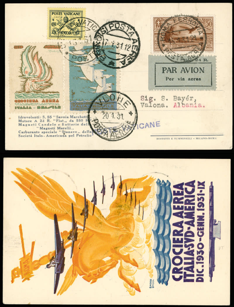 Lot 194: Worldwide Air Post Stamps and Postal History - Vatican City - Pioneer Flights
