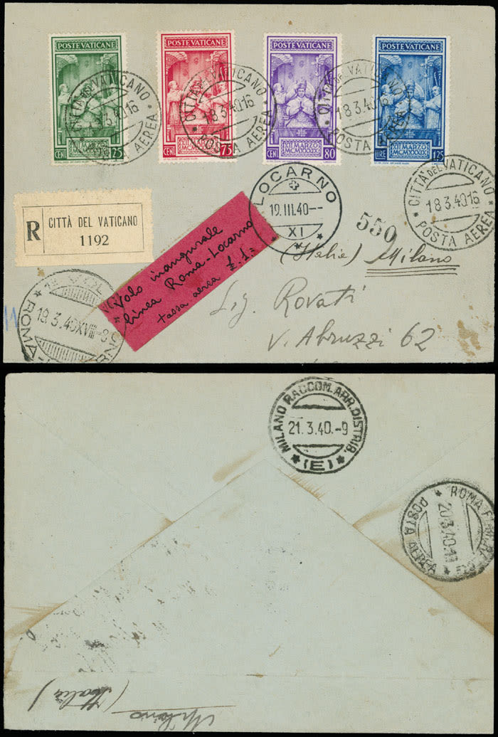 Lot 198: Worldwide Air Post Stamps and Postal History - Vatican City - Pioneer Flights