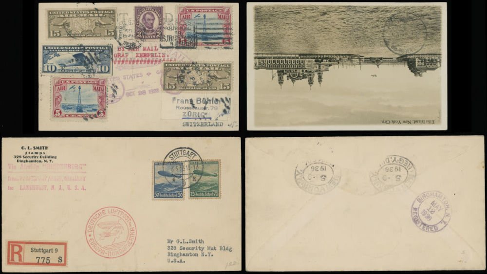 Lot 205: Worldwide Air Post Stamps and Postal History - Small Group of Zeppelin Flights
