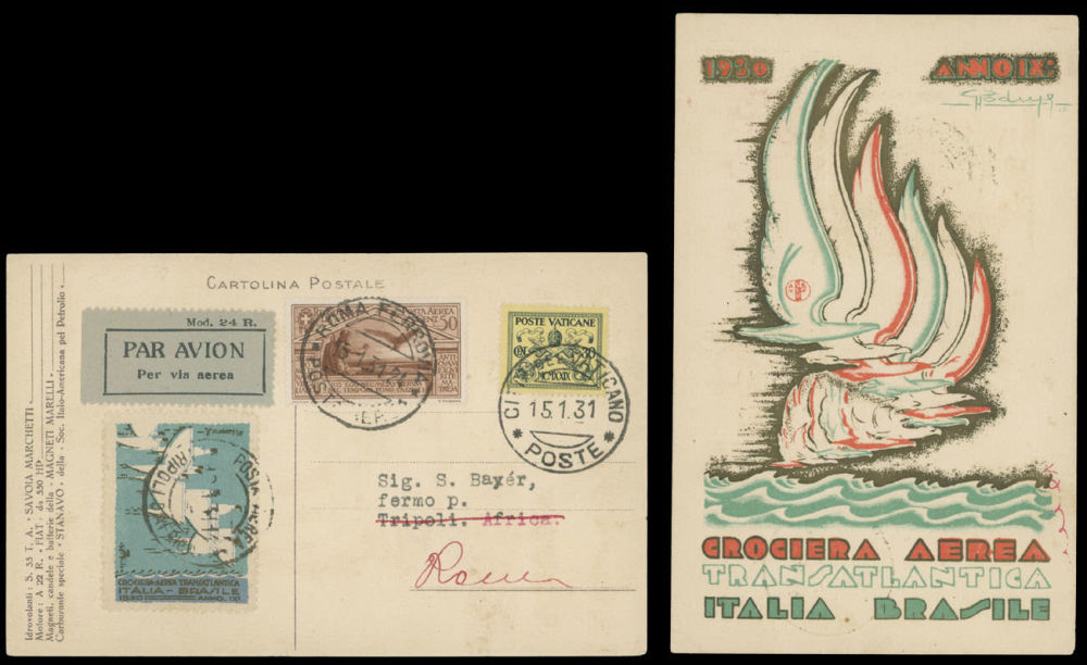 Lot 161: Worldwide Air Post Stamps and Postal History  - Vatican City - Pioneer Flights