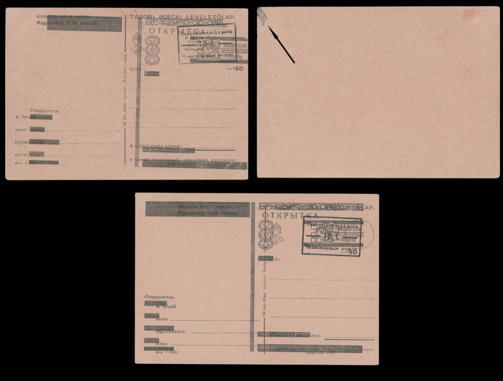 Lot 643: Carpatho - Ukraine - NRZU (National Council of C-U) Stationery Items - Surcharges on Field Post cards