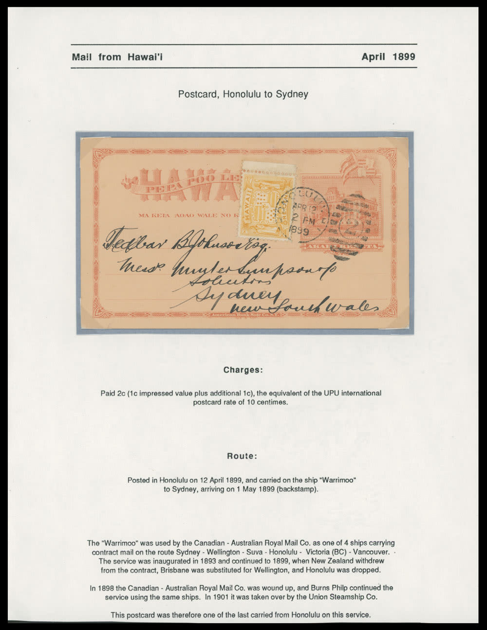 Lot 260: United States - US Possessions - Hawaii