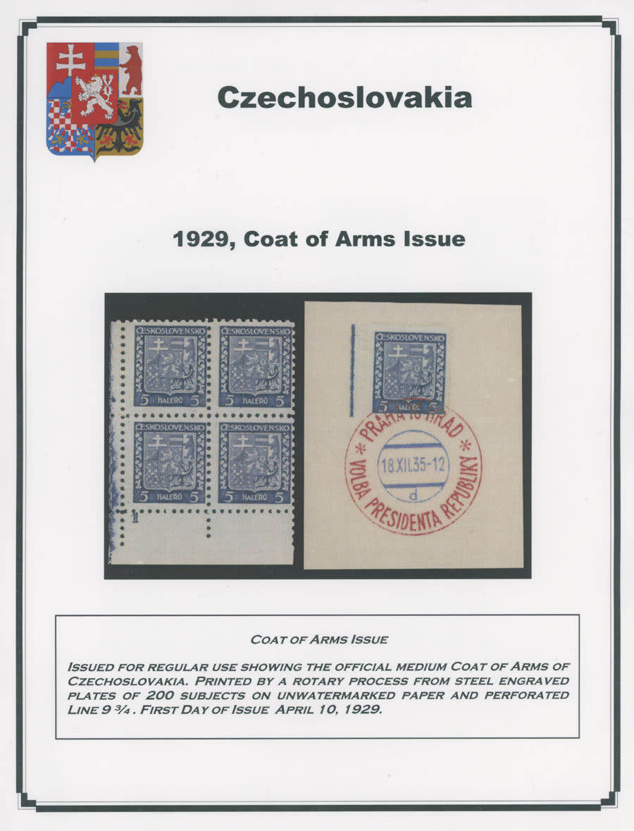 Lot 819: The One Man Collection of Czechoslovakia - Coat of Arms issue